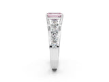 White gold Fancy Pink Emerald  Brilliant Solitaire with Side Stones on a Pave Band and Four-Prong Setting_64