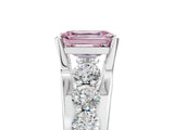 White gold Fancy Pink Emerald  Brilliant Solitaire with Side Stones on a Pave Band and Four-Prong Setting_66