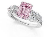White gold Fancy Pink Emerald  Cluster Diamond Engagement Ring with Pavé Band and Four-Prong Setting_63