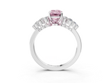 White gold Fancy Pink Emerald  Cluster Diamond Engagement Ring with Pavé Band and Four-Prong Setting_64