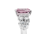 White gold Fancy Pink Emerald  Cluster Diamond Engagement Ring with Pavé Band and Four-Prong Setting_73