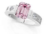 White gold Fancy Pink Emerald Cut Brilliant Channel-Set Diamond Ring with Bezel Prong Setting_13