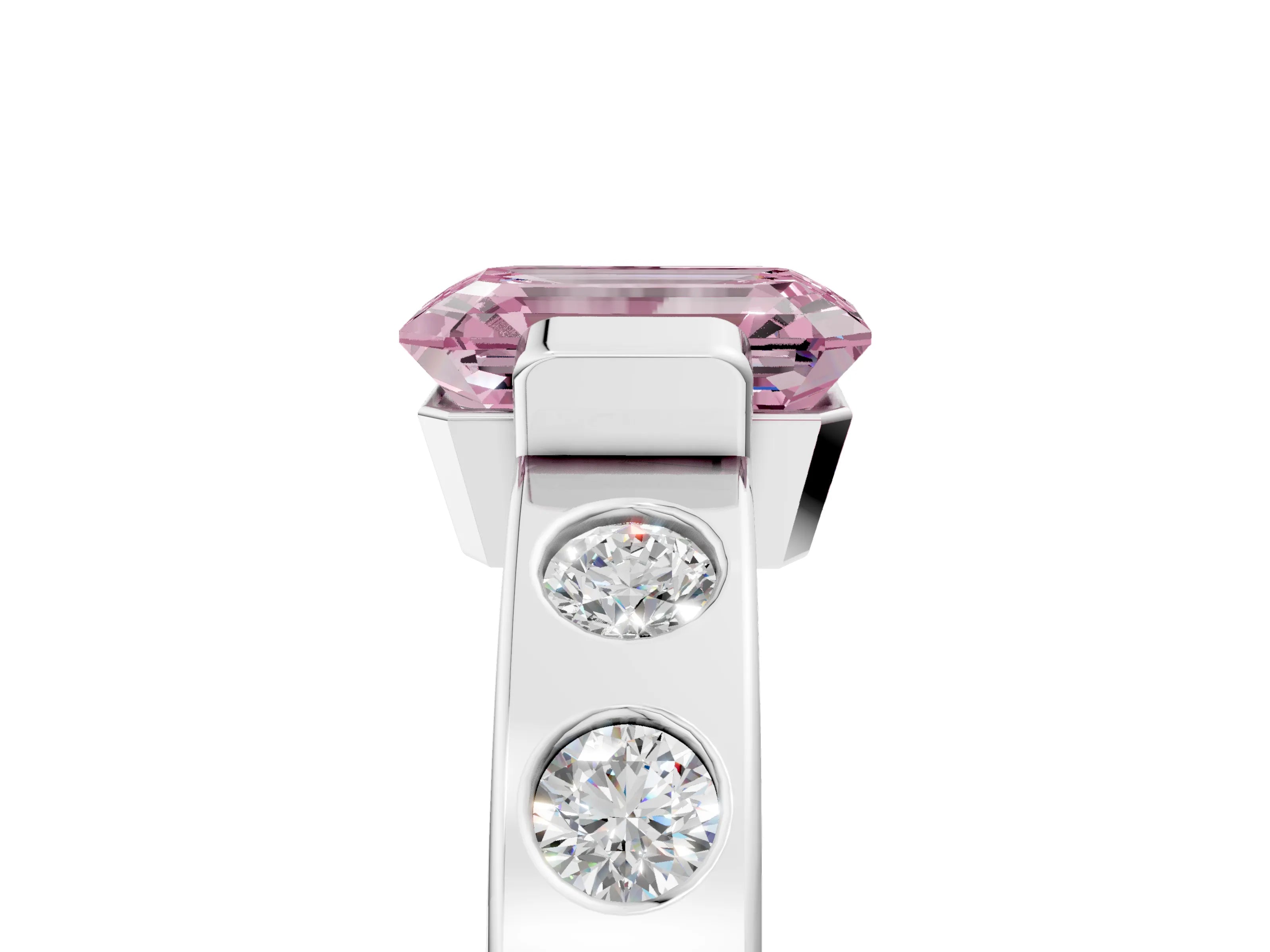 White gold Fancy Pink Emerald Cut Brilliant Channel-Set Diamond Ring with Bezel Prong Setting_17