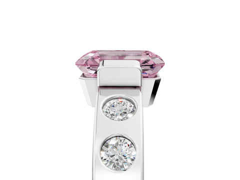 White gold Fancy Pink Emerald Cut Brilliant Channel-Set Diamond Ring with Bezel Prong Setting_17
