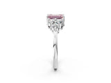 White gold Fancy Pink Emerald Cut Brilliant Diamond Cluster Accent Solitaire Ring with Prong Setting_39