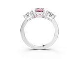 White gold Fancy Pink Emerald Cut Brilliant Diamond Cluster Accent Solitaire Ring with Prong Setting_40