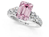 White gold Fancy Pink Emerald Cut Brilliant Diamond Pavé Band with Six-Prong Setting_13