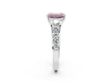 White gold Fancy Pink Emerald Cut Brilliant Diamond Pavé Band with Six-Prong Setting_14