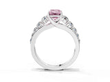White gold Fancy Pink Emerald Cut Brilliant Diamond Pavé Band with Six-Prong Setting_15