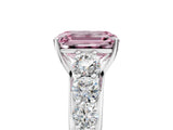 White gold Fancy Pink Emerald Cut Brilliant Diamond Pavé Band with Six-Prong Setting_17