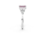 White gold Fancy Pink Emerald Cut Brilliant Diamond Solitaire Ring with Pear Side Stones and Four-Prong Setting_20