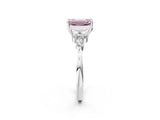 White gold Fancy Pink Emerald Cut Brilliant Diamond Solitaire Ring with Pear Side Stones and Four-Prong Setting_26