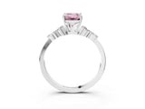 White gold Fancy Pink Emerald Cut Brilliant Diamond Solitaire Ring with Pear Side Stones and Four-Prong Setting_27