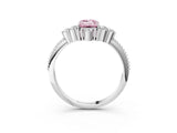 White gold Fancy Pink Emerald Cut Brilliant Diamond with Cluster Setting on a Beaded Band and Four-Prong Setting_27