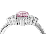 White gold Fancy Pink Emerald Cut Brilliant Diamond with Cluster Setting on a Beaded Band and Four-Prong Setting_28