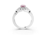 White gold Fancy Pink Emerald Cut Brilliant Milgrain Pave Heart Band Solitaire Ring_3