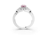 White gold Fancy Pink Emerald Cut Brilliant Milgrain Pave Heart Band Solitaire Ring_9