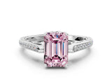 White gold Fancy Pink Emerald  Cut Cathedral Pave Diamond Engagement Ring with Six-Prong Setting_50