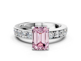 White gold Fancy Pink Emerald  Cut Channel Set Diamond Engagement Ring with Four-Prong Setting_190