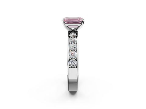 White gold Fancy Pink Emerald  Cut Channel Set Diamond Engagement Ring with Four-Prong Setting_255