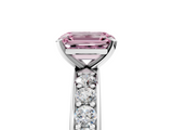 White gold Fancy Pink Emerald  Cut Channel Set Diamond Engagement Ring with Four-Prong Setting_259