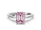 White gold Fancy Pink Emerald  Cut Channel Set Solitaire Engagement Ring with Four-Prong Setting_133