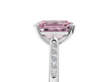 White gold Fancy Pink Emerald  Cut Channel Set Solitaire Engagement Ring with Four-Prong Setting_138