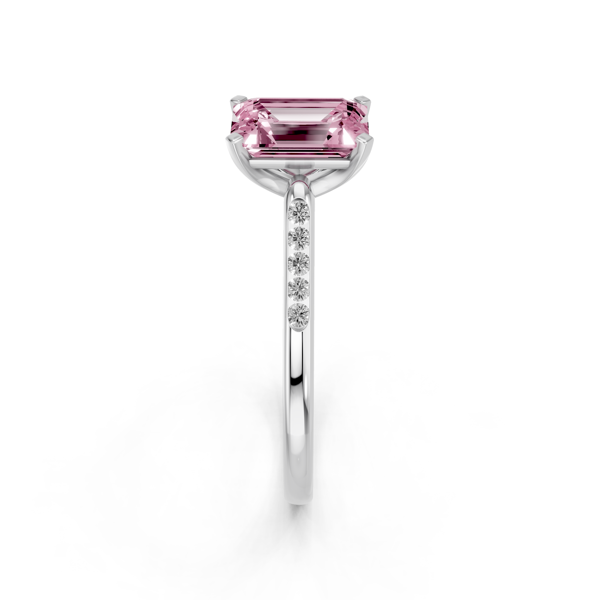 White gold Fancy Pink Emerald  Cut Channel Set Solitaire Engagement Ring with Four-Prong Setting_14