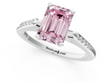 White gold Fancy Pink Emerald  Cut Channel Set Solitaire Engagement Ring with Four-Prong Setting_140