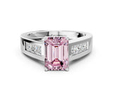 White gold Fancy Pink Emerald Cut Cut Channel Set Solitaire Ring with Four-Prong Setting_12