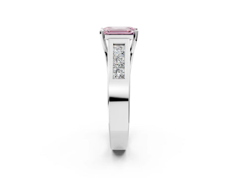 White gold Fancy Pink Emerald Cut Cut Channel Set Solitaire Ring with Four-Prong Setting_14