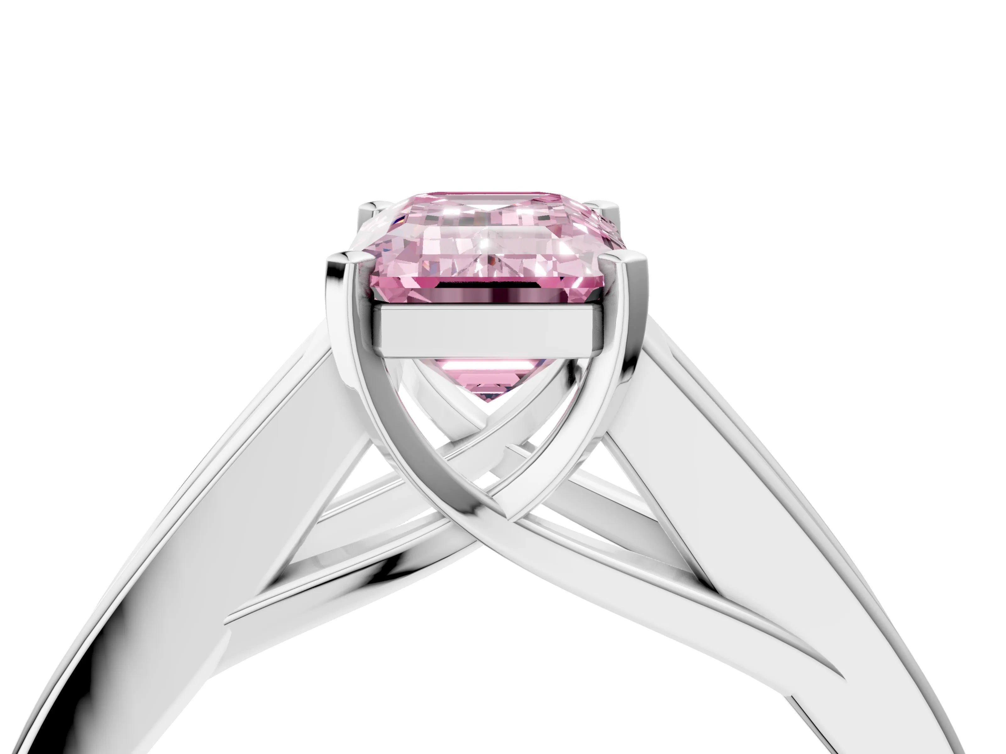 White gold Fancy Pink Emerald Cut Cut Channel Set Solitaire Ring with Four-Prong Setting_16