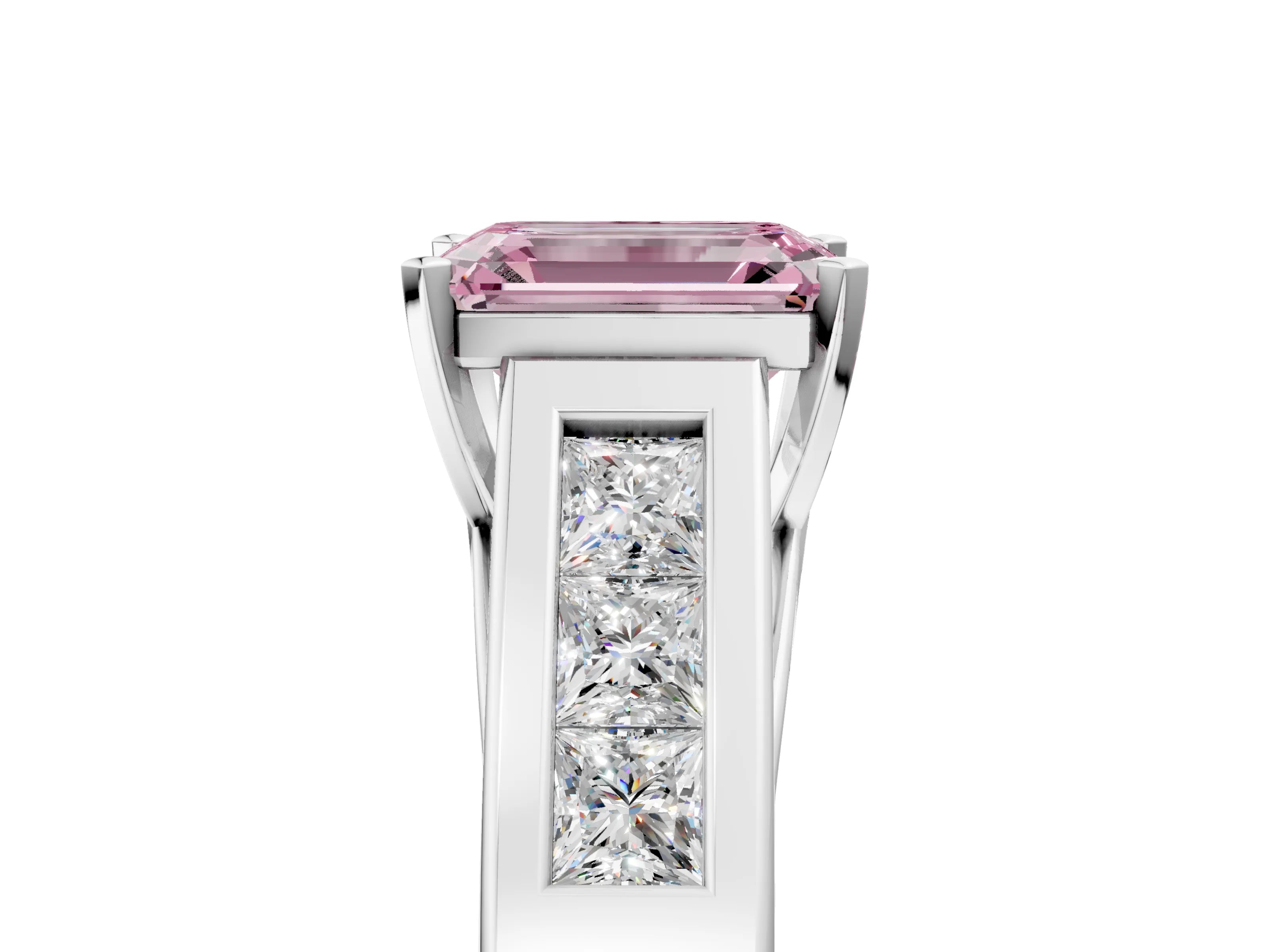 White gold Fancy Pink Emerald Cut Cut Channel Set Solitaire Ring with Four-Prong Setting_17