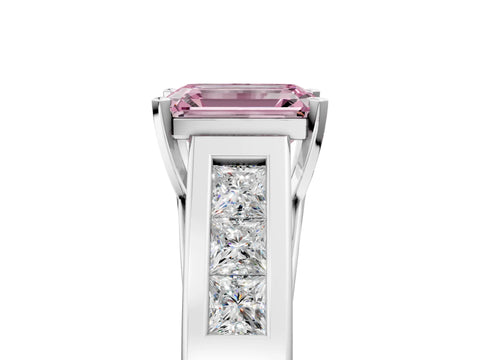 White gold Fancy Pink Emerald Cut Cut Channel Set Solitaire Ring with Four-Prong Setting_17