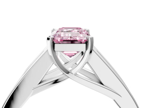 White gold Fancy Pink Emerald Cut Cut Channel Set Solitaire Ring with Four-Prong Setting_4