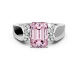 White gold Fancy Pink Emerald Cut Cut Diamond Channel Set Solitaire Ring with Four-Prong Setting_108
