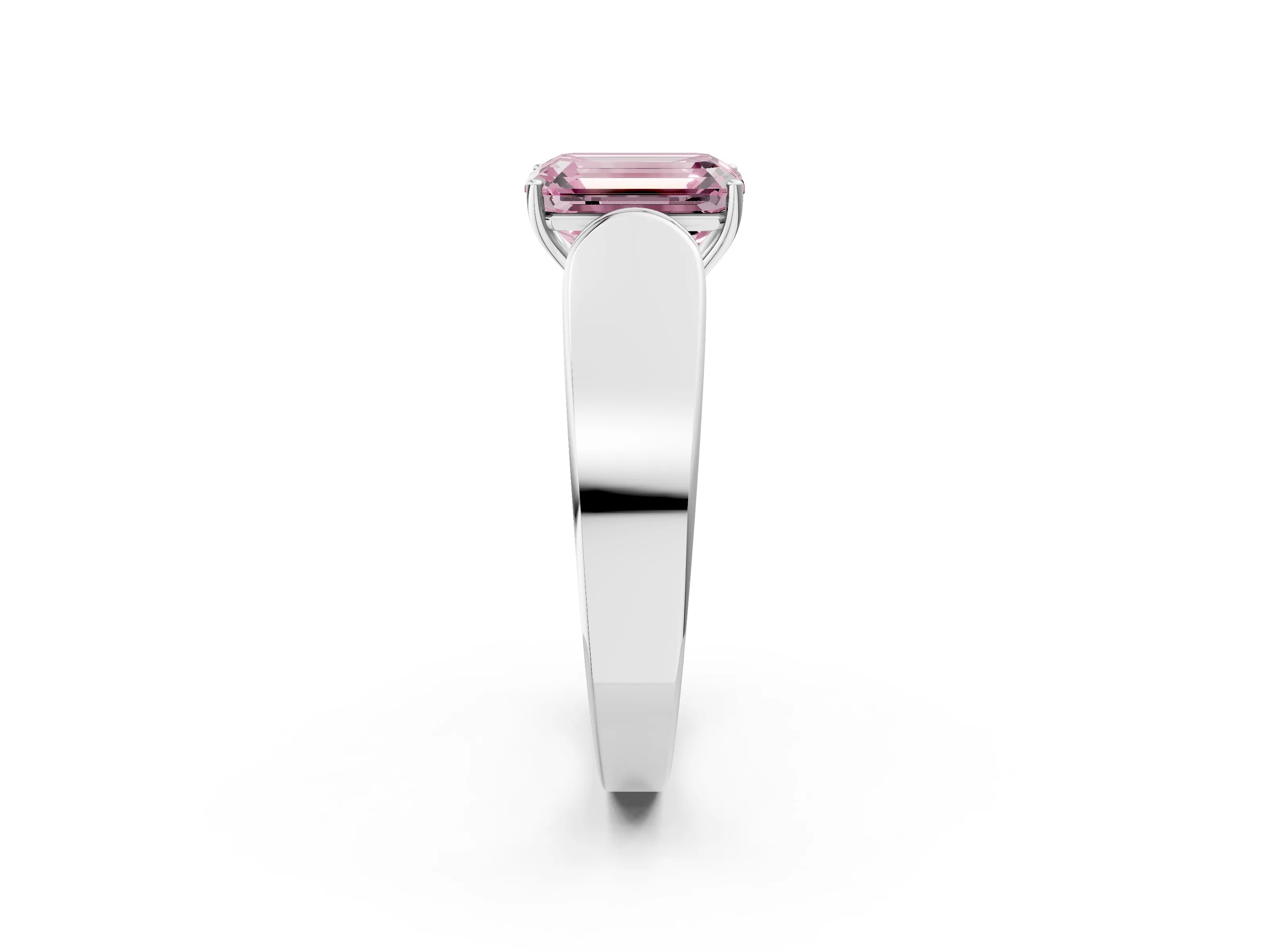 White gold Fancy Pink Emerald Cut Cut Diamond Channel Set Solitaire Ring with Four-Prong Setting_110