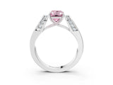 White gold Fancy Pink Emerald Cut Cut Diamond Channel Set Solitaire Ring with Four-Prong Setting_111