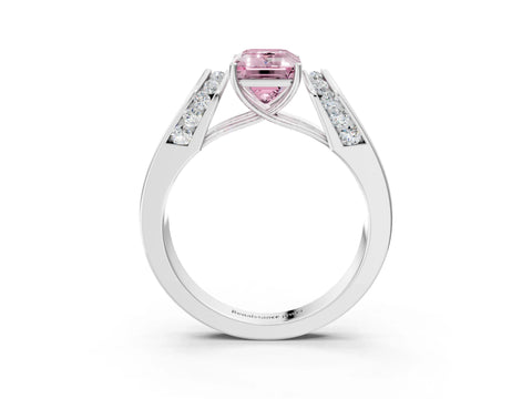 White gold Fancy Pink Emerald Cut Cut Diamond Channel Set Solitaire Ring with Four-Prong Setting_111