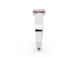 White gold Fancy Pink Emerald Cut Cut Diamond Channel Set Solitaire Ring with Four-Prong Setting_146