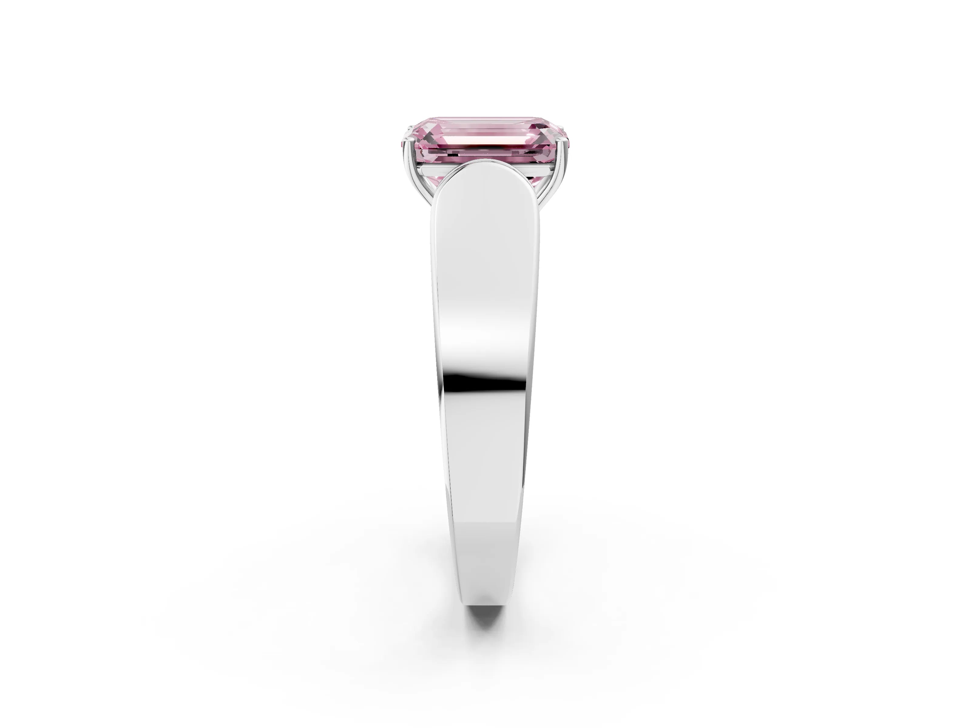 White gold Fancy Pink Emerald Cut Cut Diamond Channel Set Solitaire Ring with Four-Prong Setting_2