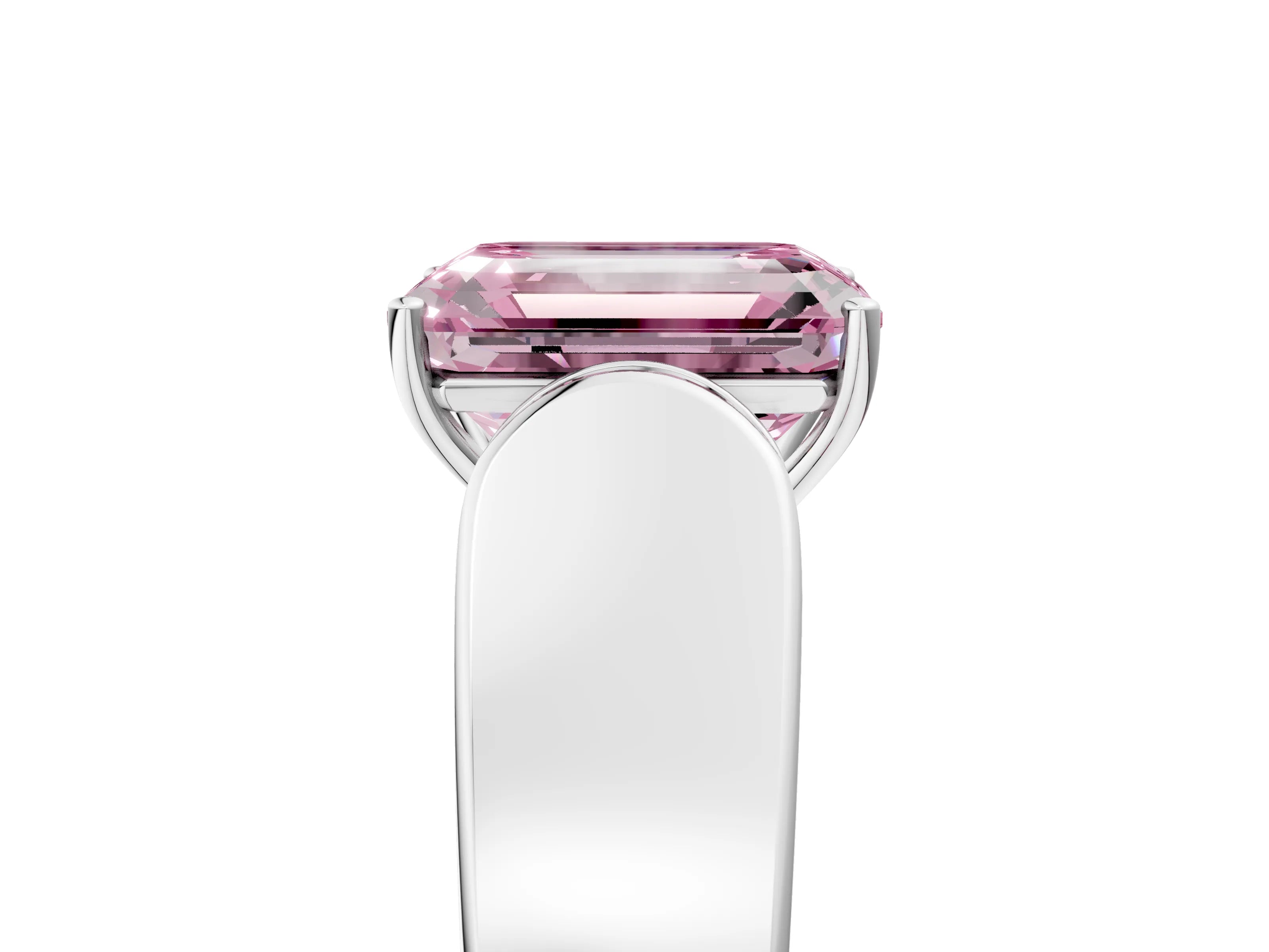 White gold Fancy Pink Emerald Cut Cut Diamond Channel Set Solitaire Ring with Four-Prong Setting_5