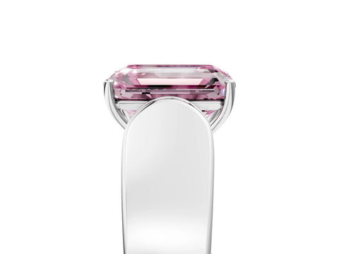 White gold Fancy Pink Emerald Cut Cut Diamond Channel Set Solitaire Ring with Four-Prong Setting_5
