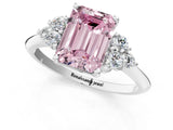 White gold Fancy Pink Emerald Cut Cut Diamond Cluster Ring with Solitaire Band and Four-Prong Setting_25