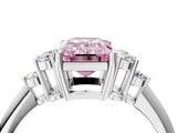 White gold Fancy Pink Emerald Cut Cut Diamond Cluster Ring with Solitaire Band and Four-Prong Setting_28