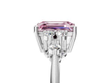 White gold Fancy Pink Emerald Cut Cut Diamond Cluster Ring with Solitaire Band and Four-Prong Setting_29