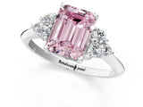 White gold Fancy Pink Emerald Cut Cut Diamond Cluster Ring with Solitaire Band and Four-Prong Setting_61