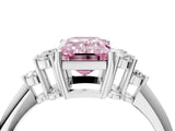 White gold Fancy Pink Emerald Cut Cut Diamond Cluster Ring with Solitaire Band and Four-Prong Setting_64