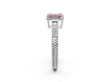 White gold Fancy Pink Emerald Cut Cut Diamond Milgrain Pave Band Four-Prong Setting Ring_17