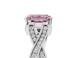 White gold Fancy Pink Emerald Cut Cut Diamond Twisted Band with Milgrain Pave Setting and Four-Prong Setting_17